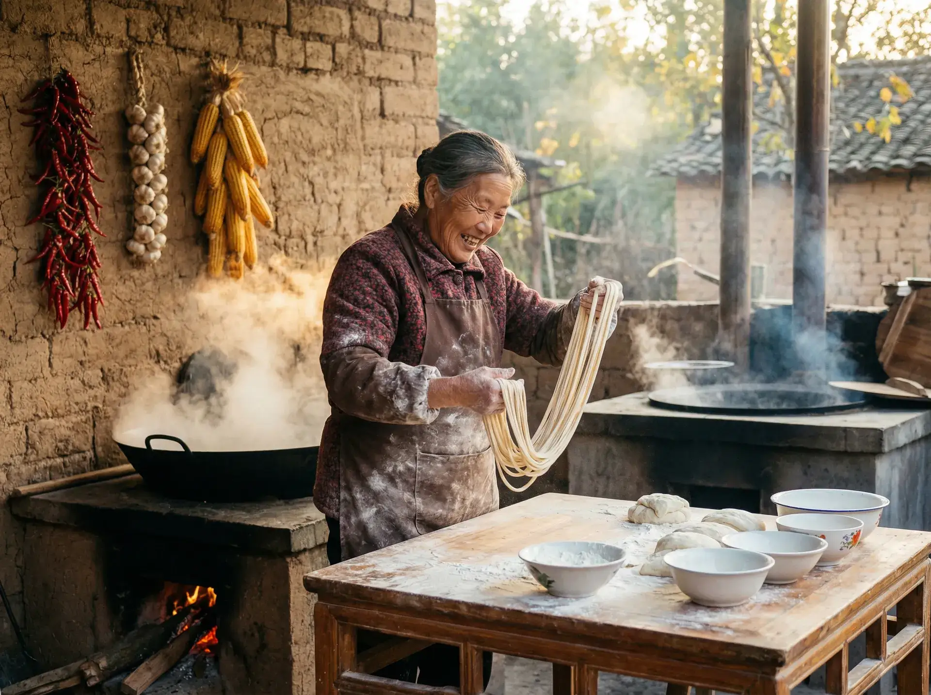农家大嫂手擀面 - 交换温柔 百度影音 乡村美食